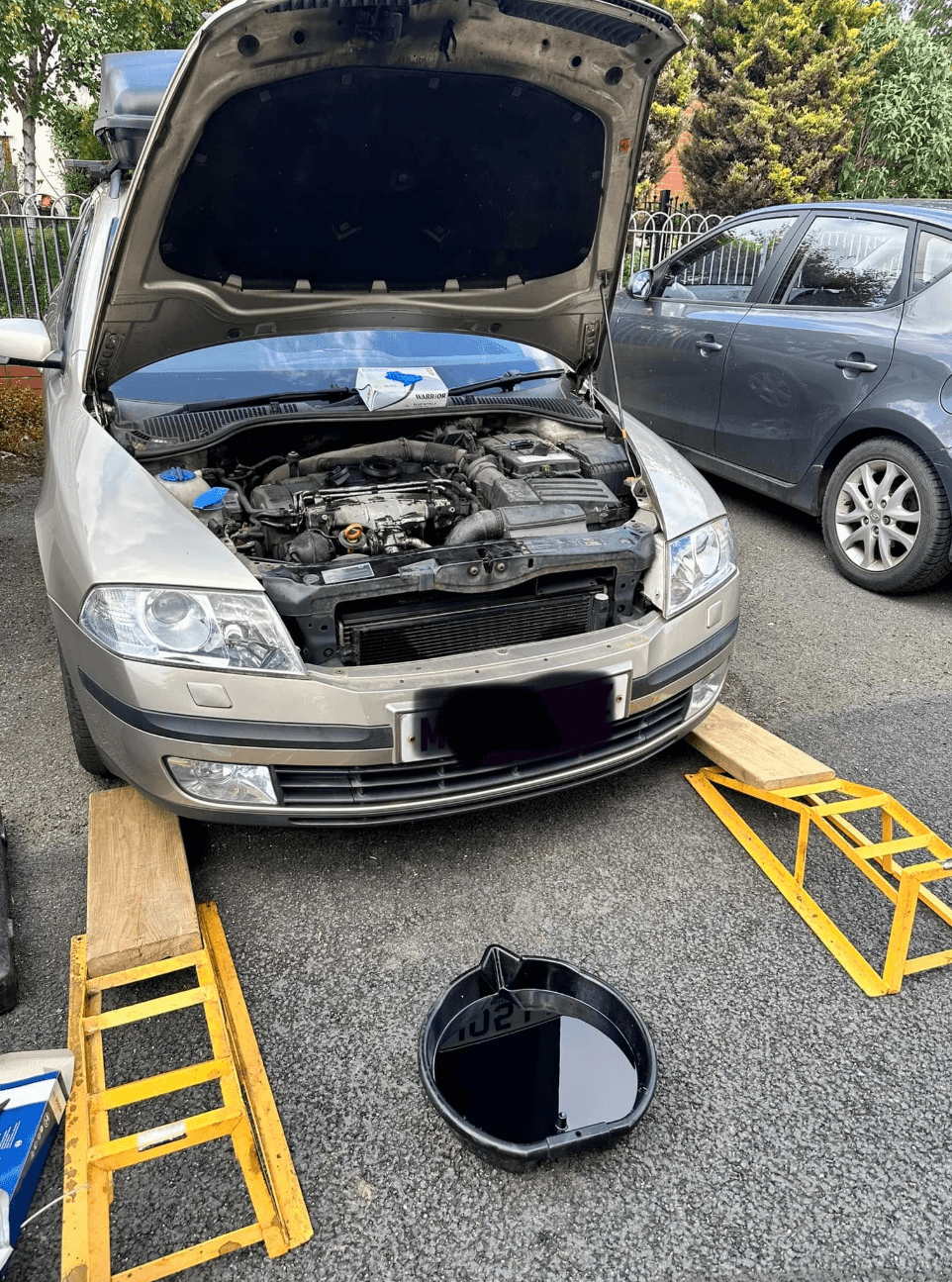 Mechanic working on a car